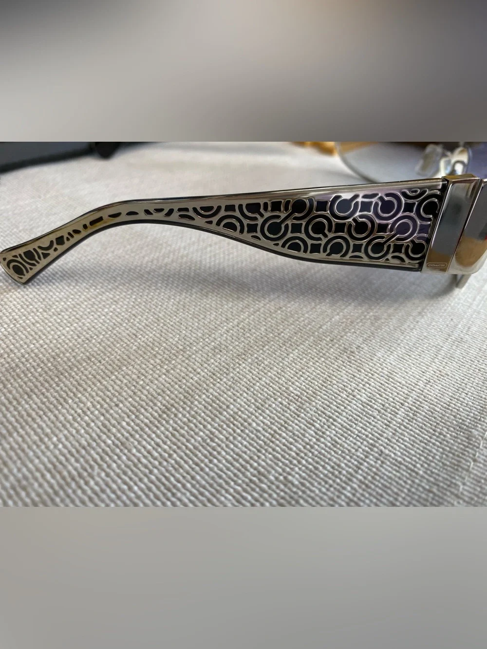 Coach Women’s Blue Gradient Shield Sunglasses with Gold Trim - Picture 7 of 10